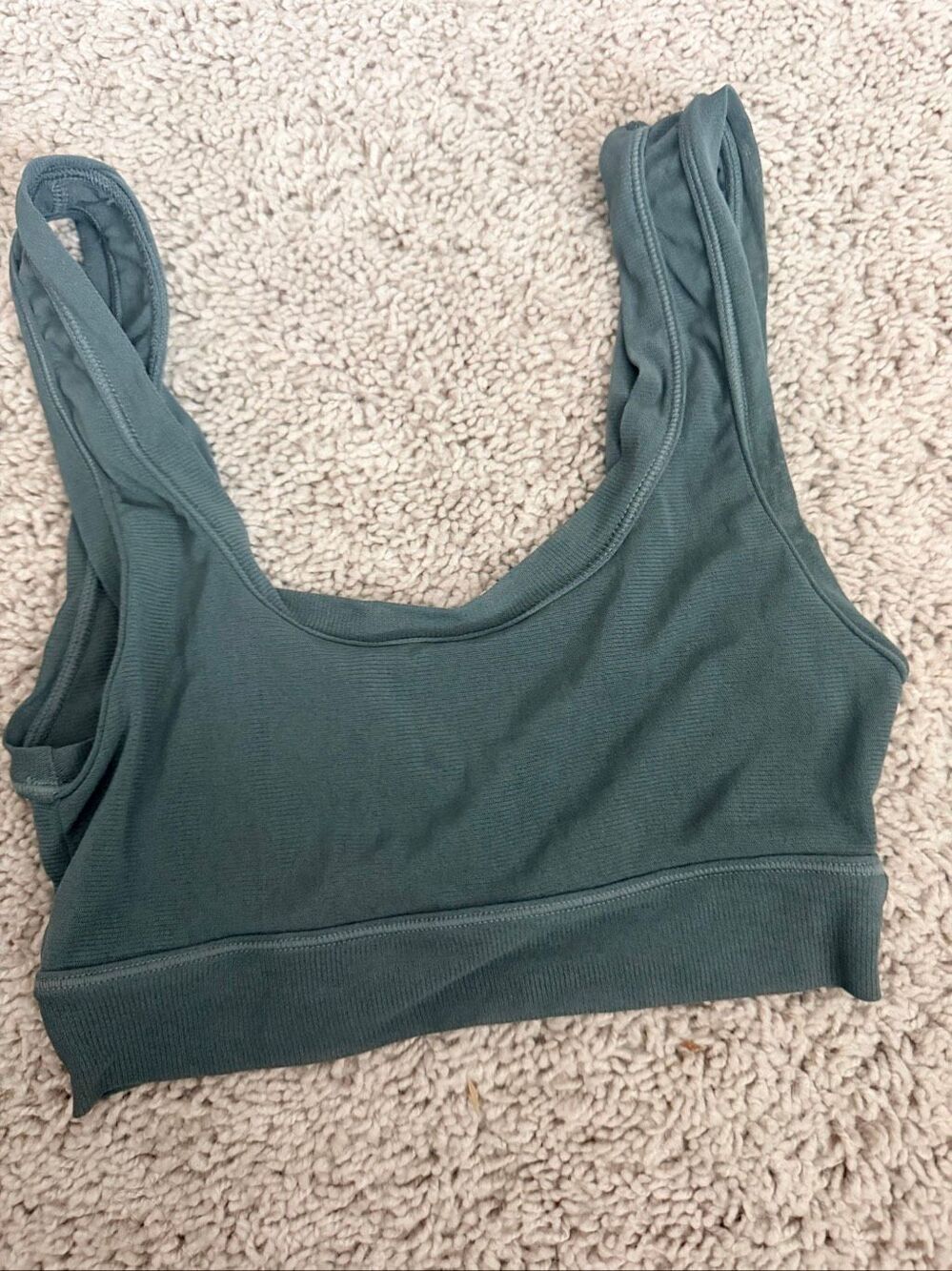 Skims Green Seamless Ribbed Scoop Neck Bralette Sports Bra Top XS